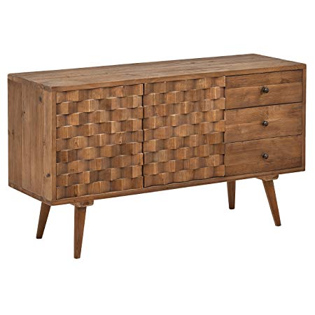 Rivet Mid-Century Checkerboard Reclaimed Elm Cabinet, 55.1"W, Natural