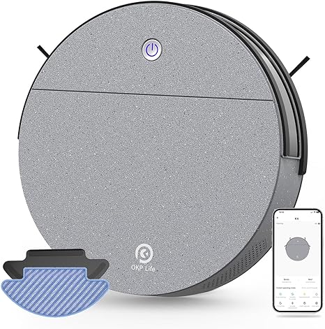 OKP Robot Vacuums and Mop Combo, 150mins Runtime Self-Charging Robotic Vacuum Cleaner, 3600Pa Ultra-Thin Design WiFi/App/Alexa Robot Vacuum Pet Hair, Hard Floor and Low Pile Carpets