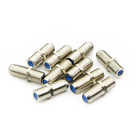 Pasow F81 Barrel Connectors High Frequency 3GHz Female to Female F-Type Adapter Couplers (10 pcs)