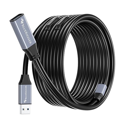 BlueRigger USB 3.0 Extension Cable (22.8M Active, 5 Gbps, In-Wall CL3 Rated, Type A Male to Female Adapter Cord) - Long USB Repeater Extender for VR Headset, Printer, Hard Drive, Keyboard, Mouse, Xbox