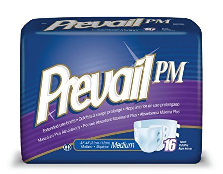 Prevail Maximum Plus Absorbency Extended Use Incontinence Briefs, Medium, 16-Count