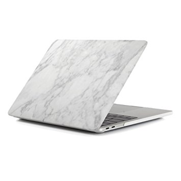 MacBook Pro 13 Case 2016, Halnziye Smooth Soft-Touch Plastic Hard Cover Shell for Newest MacBook Pro 13 inch with Retina Display (Model A1706/A1708, with/without Touch Bar and Touch ID) - White Marble