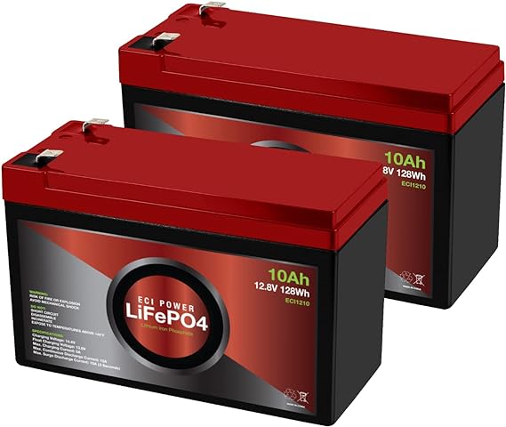 ECI Power 2 Pack 12V 10Ah Lithium LiFePO4 Deep Cycle Rechargeable Battery | 2000-5000 Life Cycles & 10-Year Lifetime | Built-in BMS | Perfect for RV, Solar, Marine, Overland, Off-Grid Applications