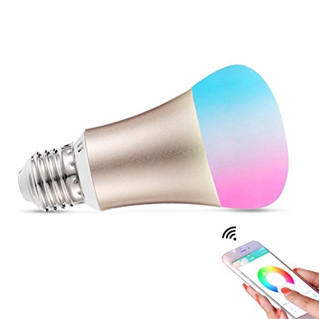 Expower Smart WiFi Light, Dimmable 6.5W RGB Led Bulb E27 Works with Amazon Alexa Echo Remote Control by Smartphone IOS & Android, 60 W Equivalent