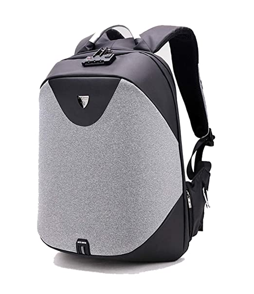 ah arctic hunter Anti-Theft Water Resistant 15.6 inches Laptop Backpack with USB Charging Port for Men and Women (Light Grey)