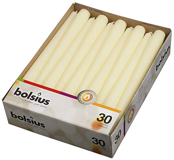 BOLSIUS Set of 30 Ivory Tapered Candles 10 Inch - Wedding and Holiday Candle Decorations