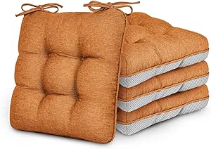 Love's cabin Memory Foam Chair Cushions Set of 4, Outdoor/Indoor Chair Pads for Dining Chairs 4 Pack, Seat Cushions for Kitchen, Dining Room, Office, Patio Chairs, 15.5"x15.5"x3.5" Terracotta