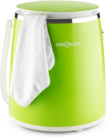 Oneconcept Ecowash-Pico - Washing Machine, Mini Washing Machine, Camping Washing Machine, Top Loading, Spin Function, 3.5 kg Laundry, 380W, Energy/Water-saving, Timer, Easy Operation - Olive Green