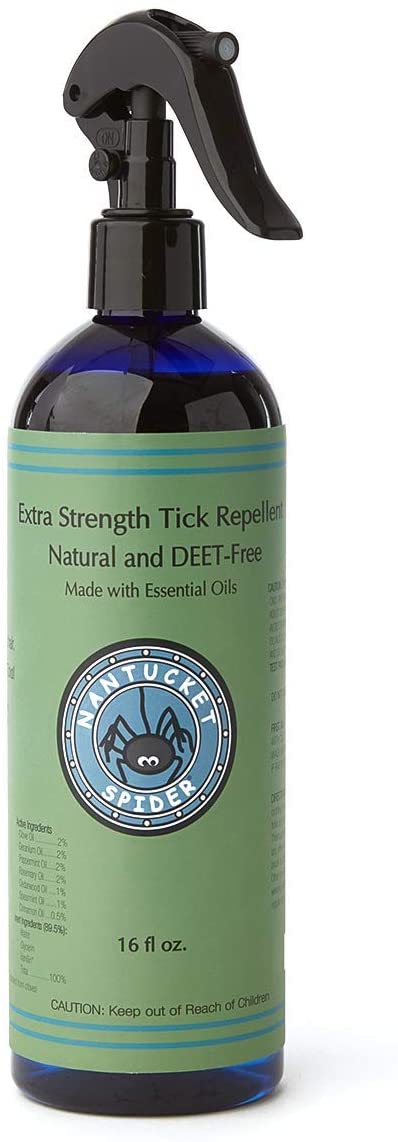 Nantucket Spider Extra Strength Tick Repellent Spray | Natural with Organic Essential Oils | Repels Ticks | DEET Free, Soy-Free, Vegan and Cruelty-Free | Perfect for Adults and Kids - 16 fl oz