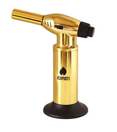 Creme Brulee Culinary Kitchen Torch - Cooking Torch & Multifunction Butane Torch Lighter - Intense Adjustable Jet Flame (Up to 2400 F) - Includes Safety Lock, Piezo Ignition, and Quick Refill System - 10" Gold