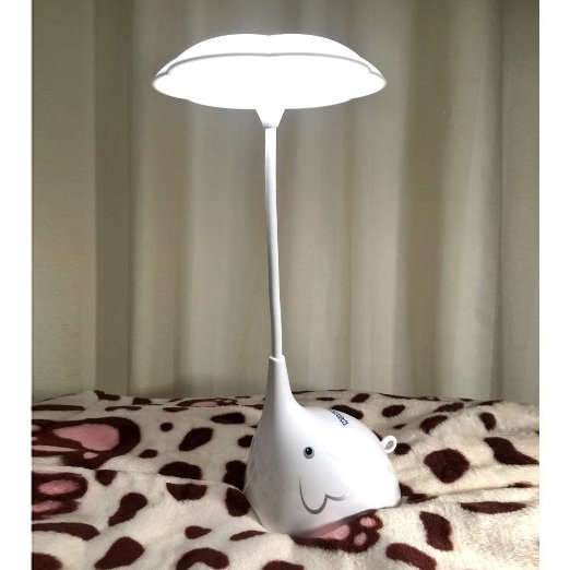 WOMHOPE® Cute Elephant Children's Night Lights Flexible Angles Desk Lamp - Design Button Touch Sensor Control 3-Level - Rechargeable - for Kids,Baby,Children (White)