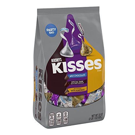 HERSHEY'S Kisses Chocolate Candy Assortment (Milk, Special Dark, with Almonds) 2 Pound 1 Ounce Bulk Candy