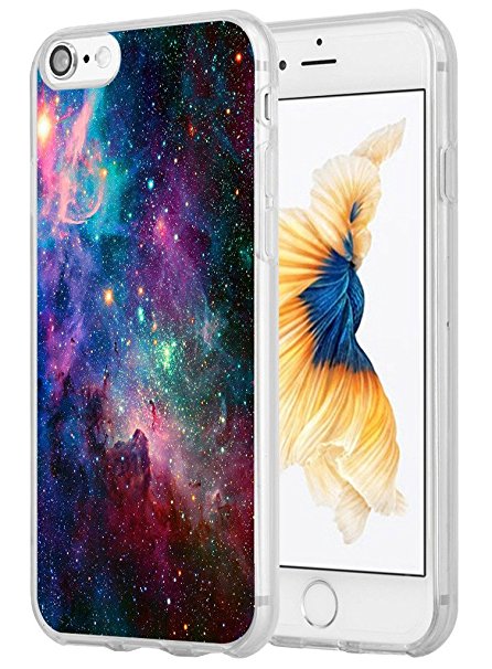 Iphone 7 Case, Hungo Apple Iphone 7 Case Soft Tpu Silicone Protective Shiny Beautiful Space Galaxy View