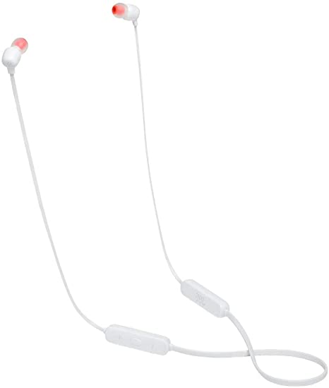 JBL Tune 115BT Wireless In-Ear Bluetooth Headphones with 3-Button Remote/Mic and up to 8 Hours of Playtime - White