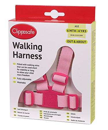 Clippasafe Walking Harness and Reins (Pink)