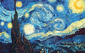 Vincent Van Gogh Starry Night Fabric Cloth Rolled Wall Poster Print -- Size: (40" x 24" / 21" x 13")