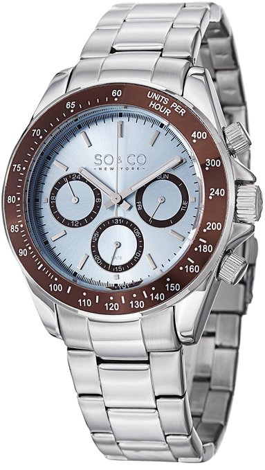 SO&CO New York Mens Specialty Luminous Stainless Steel Professional Multifunction Dive Watch with Day & Date