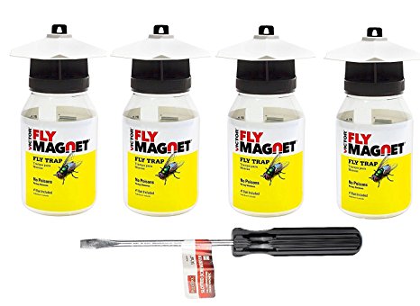 Victor M380 Fly Magnet Reusable Trap With Bait (1 Quart -4 Pack BUNDLE)