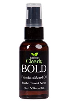 Isabella's Clearly BOLD, Premium Beard Oil Conditioner. Natural Aromatic Essential Oils Moisturize, Tame, Hydrate, Prevent Itching for Healthy Hair Growth. Smell Great w/Pine, Fir, Vanilla. 2 Oz