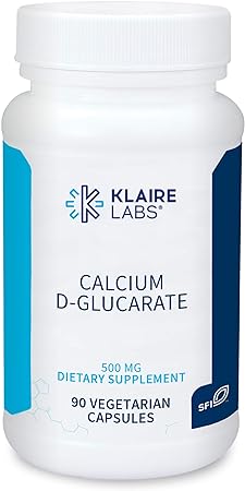 Klaire Labs Calcium D-Glucarate 500mg - Supports Healthy Estrogen Metabolism & Detoxification - Liver & Detox Support Supplement - Gluten-Free, Yeast-Free & Hypoallergenic (90 Capsules)