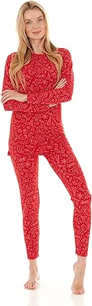 Thermajane Long Johns Thermal Underwear for Women Fleece Lined Base Layer Pajama Set Cold Weather