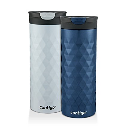 Contigo SnapSeal Kenton Vacuum-Insulated Travel Mugs, 20 oz., Polar White & Monaco, 2-Pack