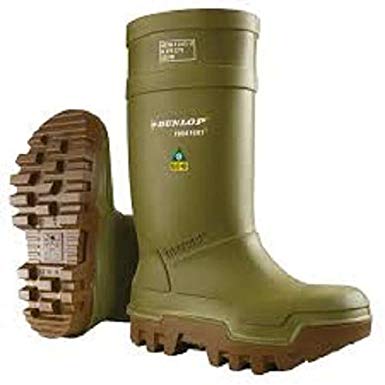 Dunlop E66284311 Purofort Thermo  Full Safety Omega/EH Cold Protection Boot, Premium Insole, -58°F Cold Insulation, Steel Toe Cap, Green/Brown, Size 11