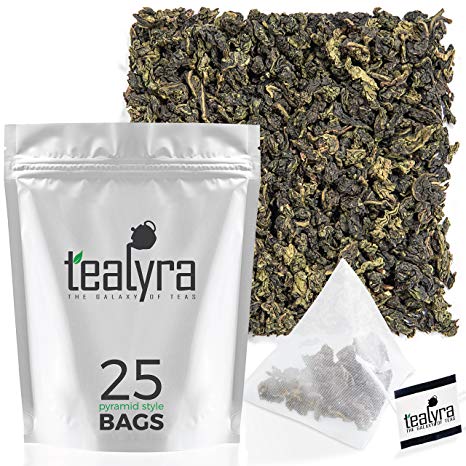 Tealyra - Tie Guan Yin Oolong - 25 Tea Bags - Iron Goddess of Mercy Loose Leaf - Organically Grown - Pyramids Style Sachets