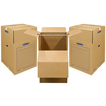 Bankers Box SmoothMove Wardrobe and Moving Boxes, 20" x 20" x 34", 3 Pack (7710902)