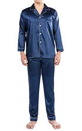 YIMANIE Mens Silk Satin Pajamas Set Classic Sleepwear Loungewear