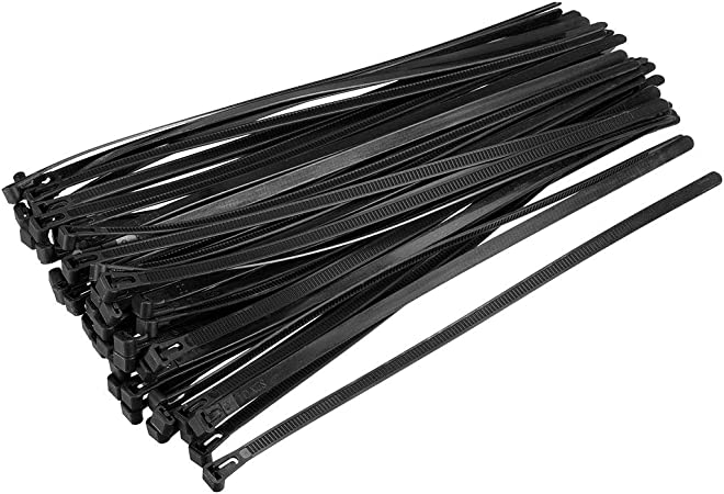 uxcell 60pcs Reusable Cable Ties 16 Inch x 0.3 Inch Adjustable Nylon Zip Ties Wraps Black