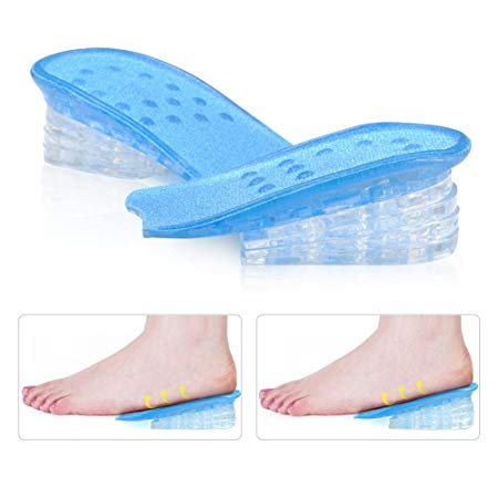 Height Increase Insoles, 5 Layers Structure Adjustable Transparent Silicone Heel Lift Gel Secret Insole Pads Increasing Men Women Shoe Inserts, Relieve Foot Pressure