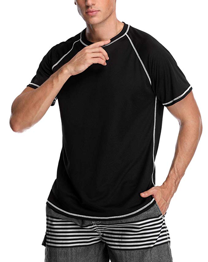 ATTRACO Men's Rashguard Swim Tee Short Sleeve Sun Protection Shirt Loose Fit