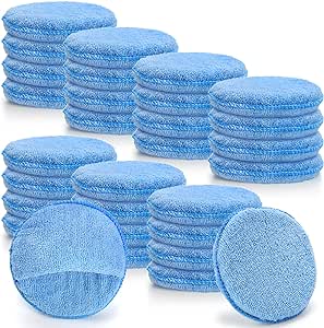 Fasmov 30 Pack Microfiber Wax Applicator, 5" Diameter Soft Microfiber Wax Applicator Pads with Finger Pocket Wax Applicator for Cars Wax Applicator Foam Sponge, Blue