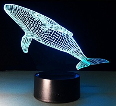 Night light, Lazaga 3D visualization Illusion Multi-colored Change USB Touch Button LED Desk Lamp, Table Light for Room Decorative or Gifts for Friends/Kids (Whale)