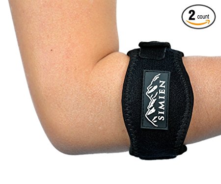 SIMIEN Tennis Elbow Brace (2-Count), Tennis & Golfer's Elbow Pain Relief with Compression Pad, Wrist Sweatband and E-Book