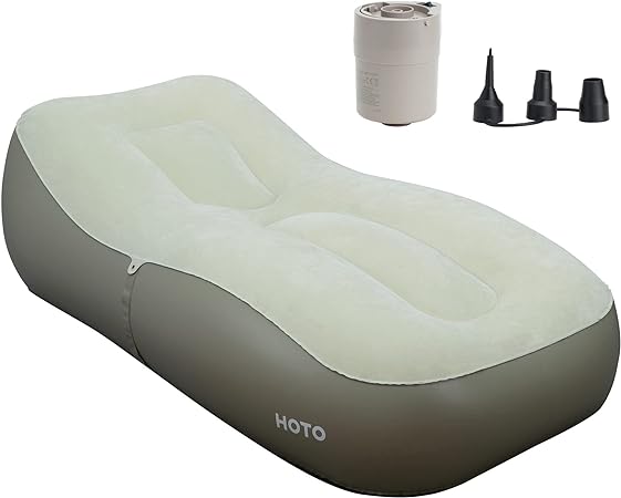 HOTO Self-Inflating Sofa, Fast Inflation, Detachable Multi-use Air Pump, Super Wide, Ergonomic, Skin-Friendly, Water Resistance, Fold & Store, for Camping, Picnics, Hiking, Tent, and Home Use