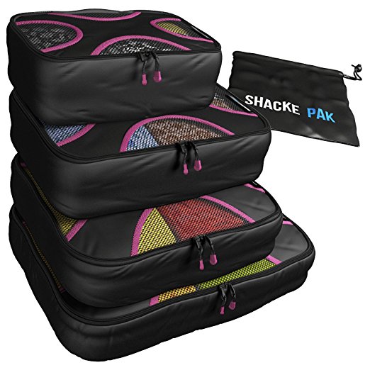Shacke Pak - 4 Set Packing Cubes - Travel Organizers with Laundry Bag