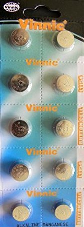 Vinnic Ag13 L1154 Lr44 A76 157 V13Ga Rw82 Alkaline Battery (10 Pack) Used In Watches, Calculators