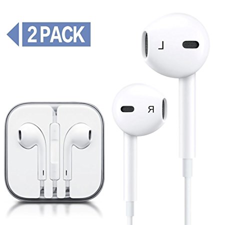 Earphones/Earbuds/Headphones with Stereo Mic&Remote Control for iPhone Samsung Compatible with 3.5 mm headphone [2-PACK]? (White#) (White)