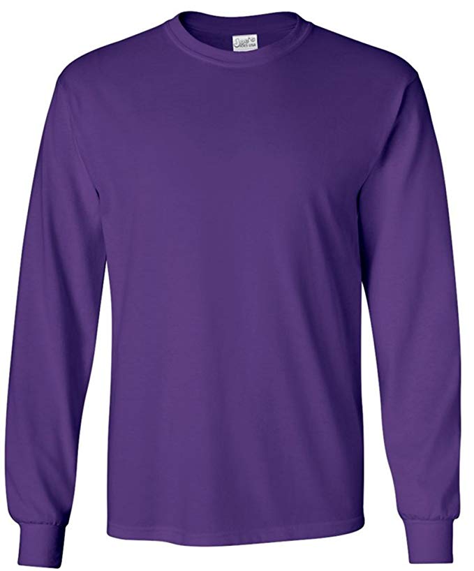 Men's Long Sleeve Heavy Cotton Crew Neck T-Shirts in 27 Colors: S-5XL