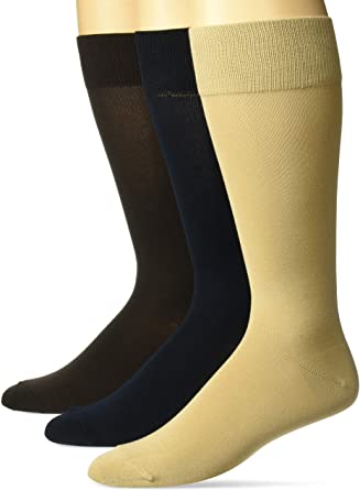 Amazon Brand - Buttoned Down Men's 3-Pack Pima Cotton Dress Socks