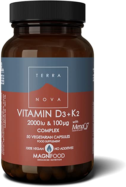 Terranova Vitamin D3   K2 Complex - 2000iu & 100mcg - 50 Vegicaps