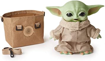 Star Wars The Child Plush Toy, 11-in Yoda Baby Figure from The Mandalorian, Collectible Stuffed Character with Carrying Satchel for Movie Fans Ages 3 and Older