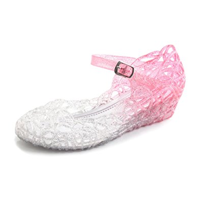 Kontai Jelly Sandal For Girls Princess Girls' Sparkle Dress Up Cosplay Jelly Shoes Two Color glister Sandals