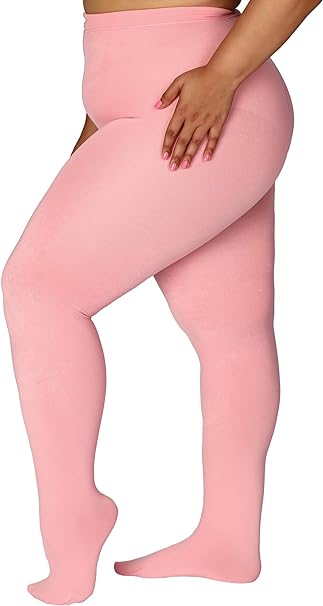 DancMolly Plus Size Fleece Lined Tights 10  Colors Winter Warm Womens Tights, High Waisted Opaque Pantyhose