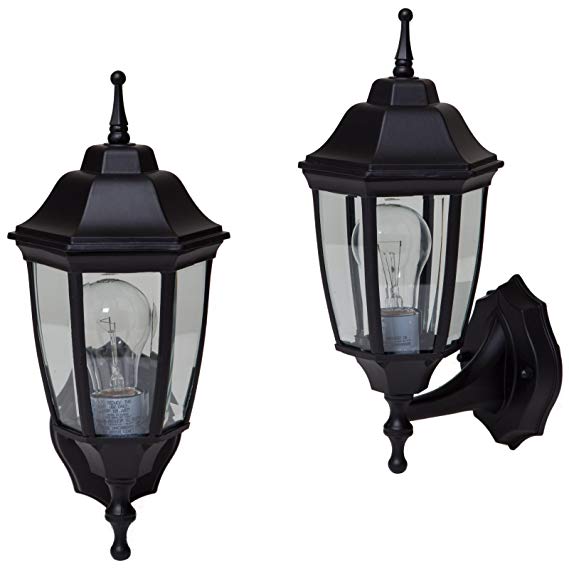Pro Sourcetwin 5552294 Black outdoor wall lantern, 2 Pack