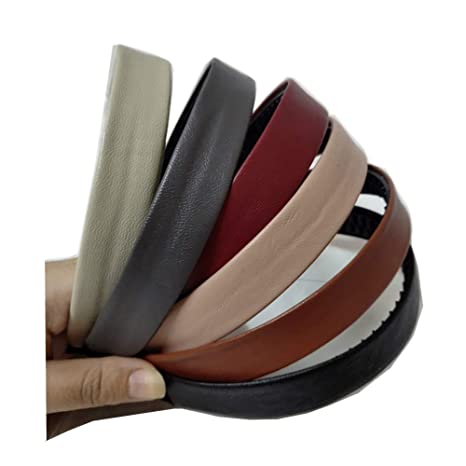 Bzybel Women Decorative Wide Solid Leather Headbands Plastic Hair Bands Hair Comb Elastic Bands Hair Ponytail Accessories with Teeth for Lady Girls Thick Fine Hair (Color 1)