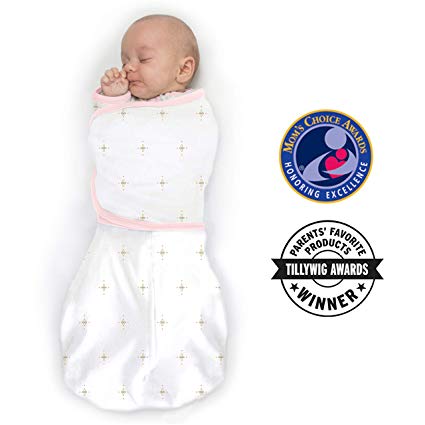 SwaddleDesigns Omni Swaddle Sack with Wrap and Arms Up Sleeves and Mitten Cuffs, Bella, Pink, Small, 0-3 Months