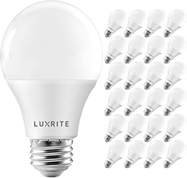 Luxrite A19 LED Bulb 75W Equivalent, 1100 Lumens, 5000K Bright White, Dimmable Standard LED Light Bulbs 11W, Enclosed Fixture Rated, Energy Star, E26 Medium Base - Indoor and Outdoor (24 Pack)